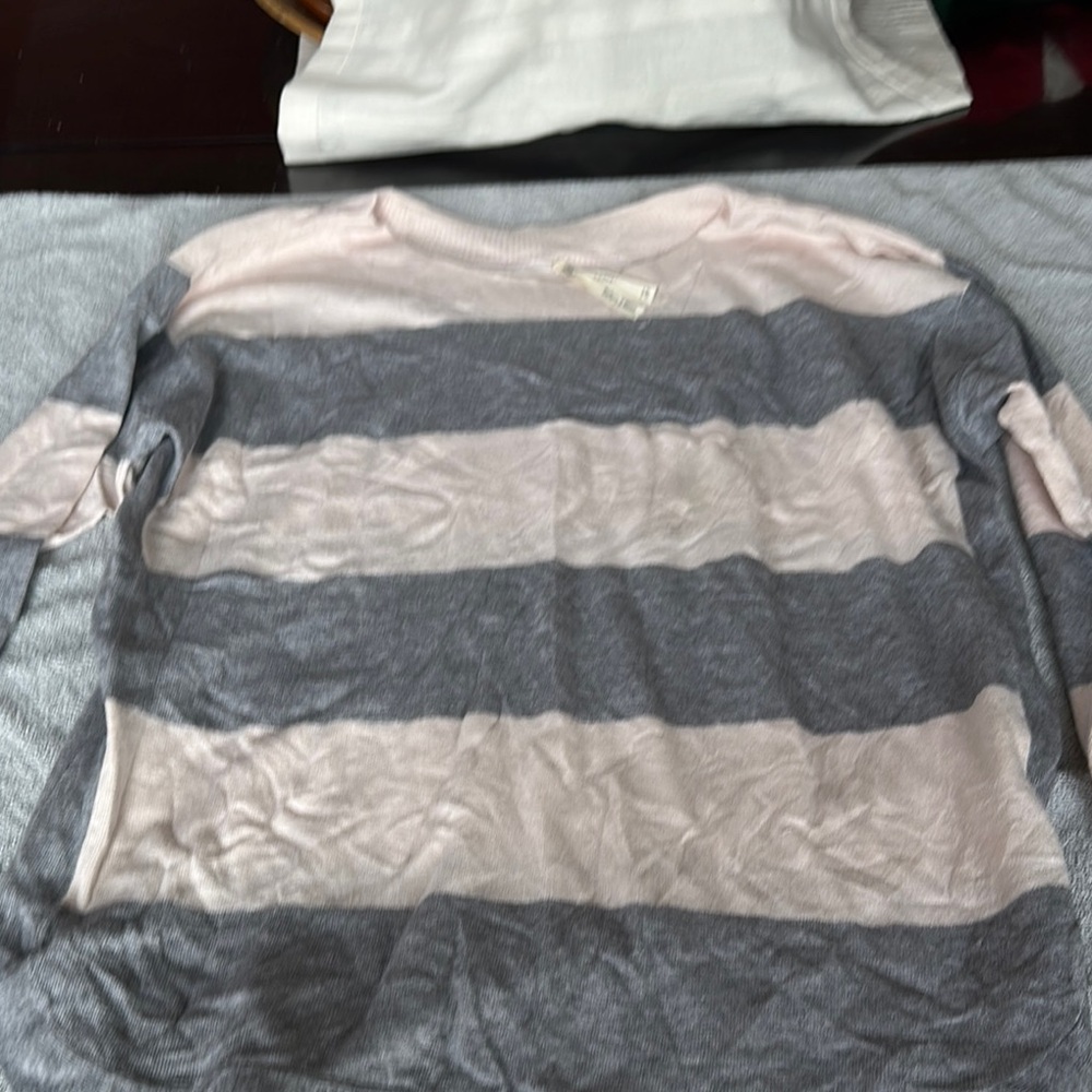 TeeBerry & Weave Pink and Gray Striped Sweater